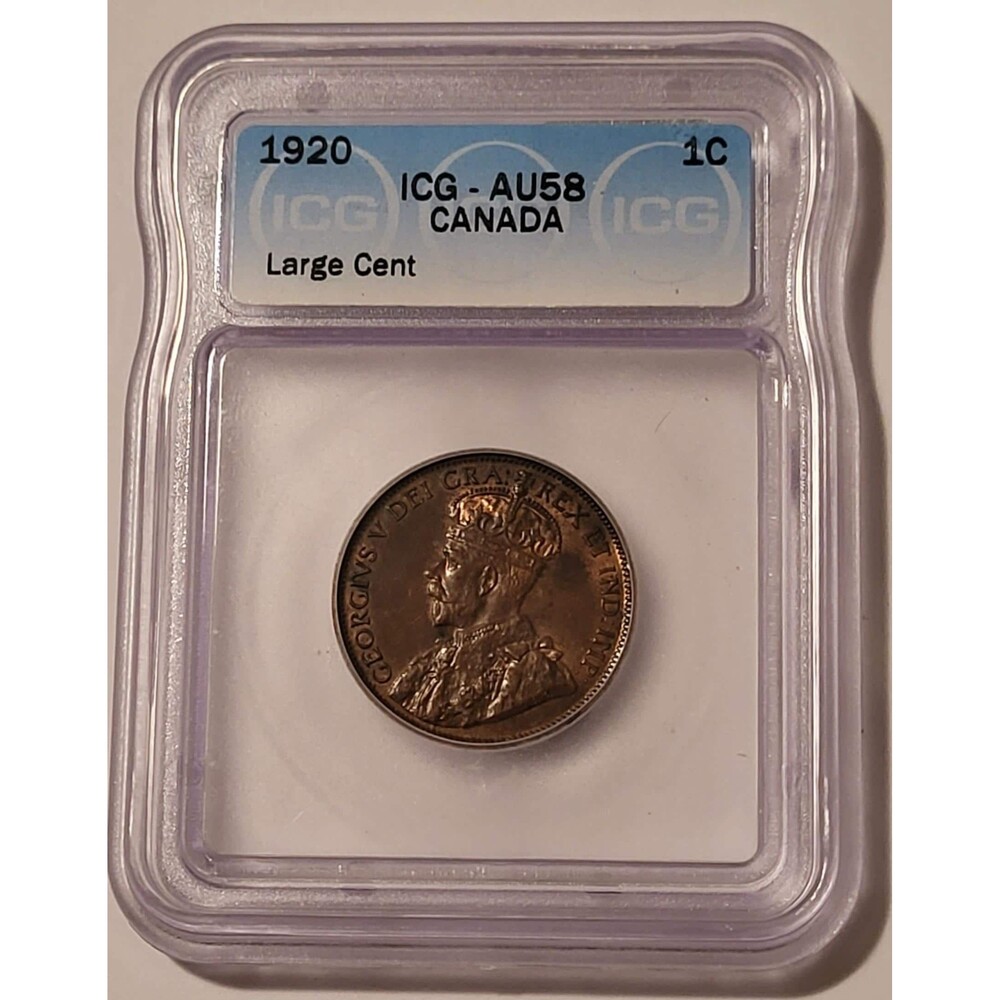 Canada George V 1920 Large Cent AU58 ICG